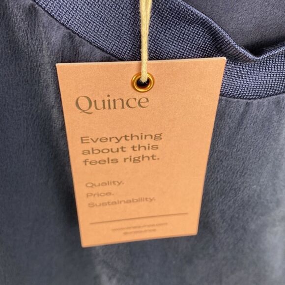 QUINCE Navy Blue 100% Washable Silk Pajama Tee NWOT Size Small - Picture 10 of 14